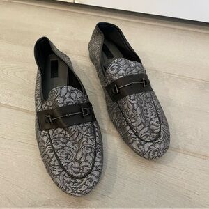 Topshop Gray Black Brocade Loafers